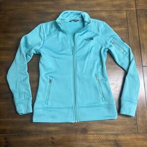The North Face Agave Full Zip Fleece Jacket Teal Blue Womens Small S/P